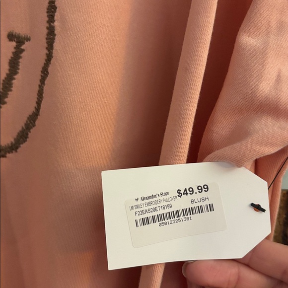 Easel Pink - Embroidered Smiley Face Sweatshirt - L - Picture 3 of 3